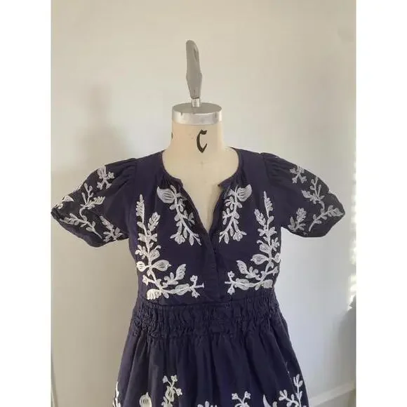 Anthropologie - Somerset embroidered Maxi Dress w/ Blue Floral Embroidery, XSP - Picture 4 of 15